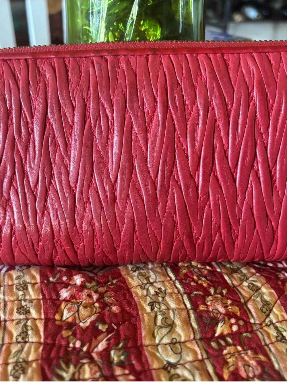 Coach F49609 Madison Twist Leather Accordion Zip Wallet Dahila Red $275